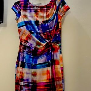 Ellen Tracy, multi color dress, size 2P, used in excellent condition.